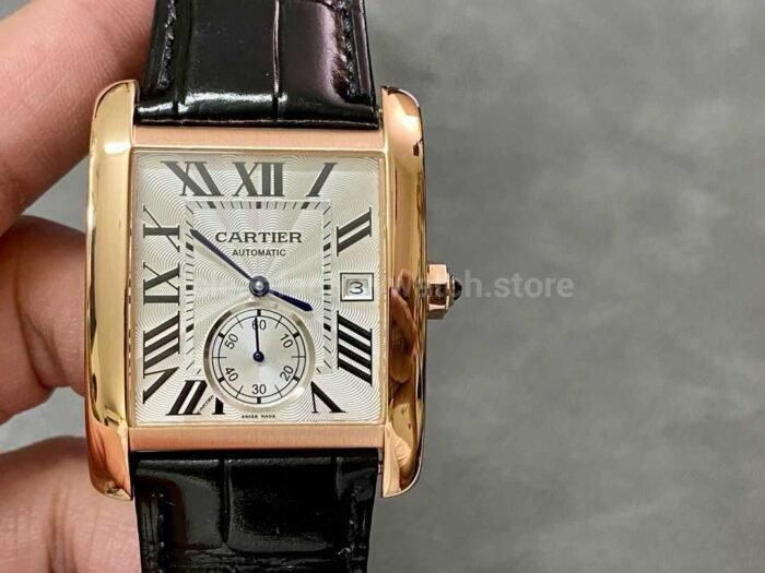 F5 Factory Cartier Tank MC W5330001 34mm Rose Gold Leather Strap Roman Numerals White Dial 8 Super Clone Watch,Clean Factory Watch