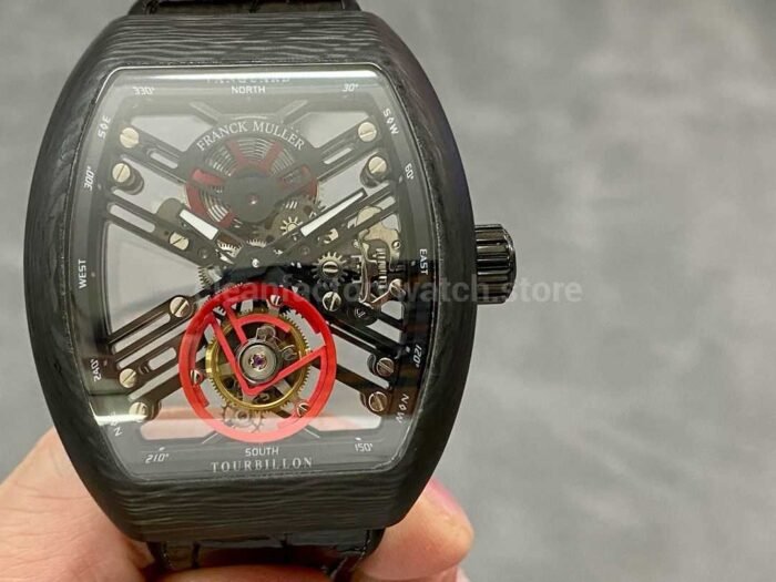 FM Factory Franck Muller Tourbillon Vanguard V45 T SQT CARBON.ER 44mm Carbon Leather Strap 3 Super Clone Watch,Clean Factory Watch