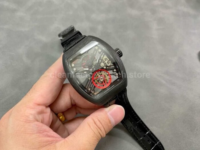 FM Factory Franck Muller Tourbillon Vanguard V45 T SQT CARBON.ER 44mm Carbon Leather Strap 7 Super Clone Watch,Clean Factory Watch