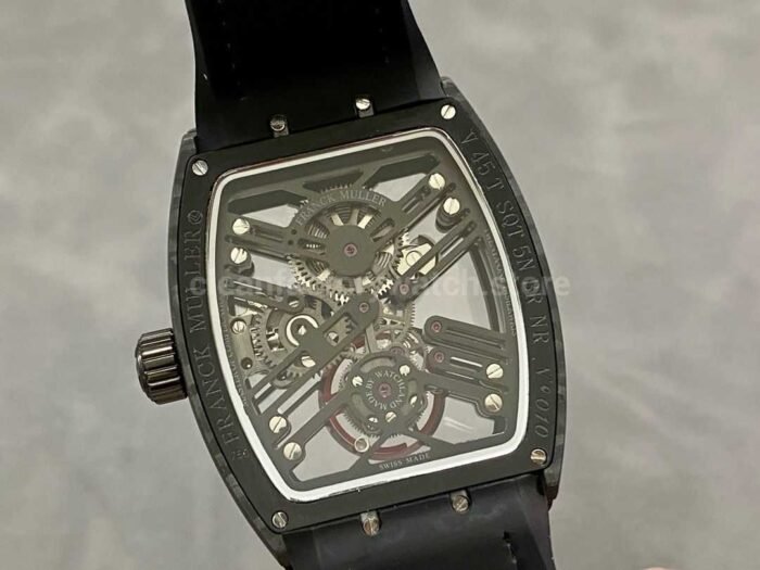 FM Factory Franck Muller Tourbillon Vanguard V45 T SQT CARBON.ER 44mm Carbon Leather Strap 8 Super Clone Watch,Clean Factory Watch