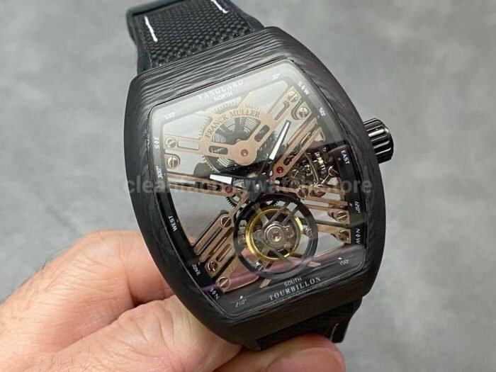 FM Factory Franck Muller Tourbillon Vanguard V45 T SQT CARBON.ER 44mm Carbon Rub 8 Super Clone Watch,Clean Factory Watch