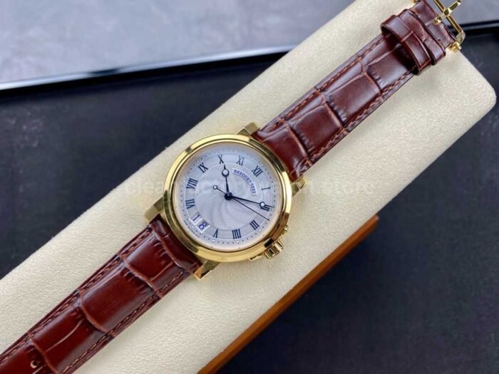 HG Factory Breguet Marine 5817BA129V8 39mm Rose Gold Leather Strap Silver Dial 6 Super Clone Watch,Clean Factory Watch
