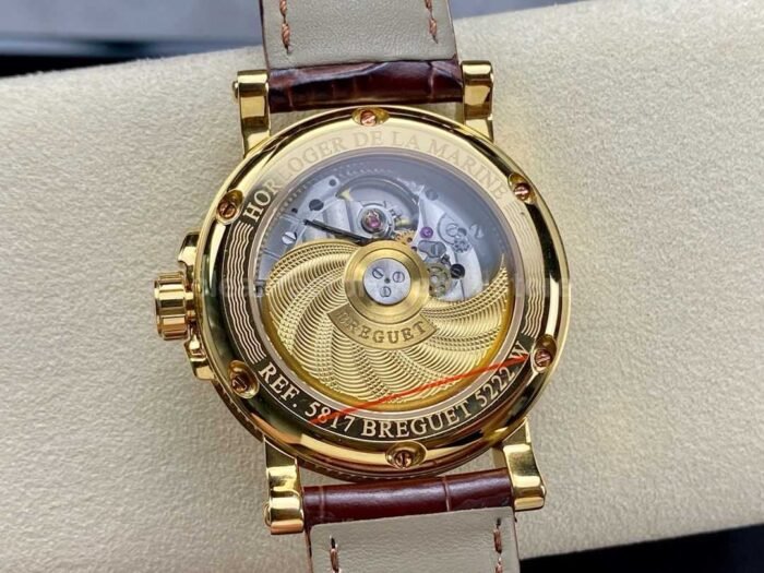 HG Factory Breguet Marine 5817BA129V8 39mm Rose Gold Leather Strap Silver Dial 7 Super Clone Watch,Clean Factory Watch