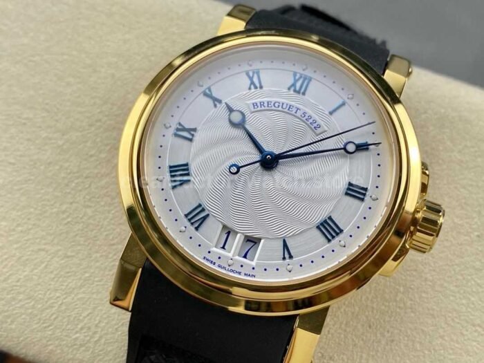 HG Factory Breguet Marine 5817BA129V8 39mm Rose Gold Rubber Strap Silver Dial 1 Super Clone Watch,Clean Factory Watch