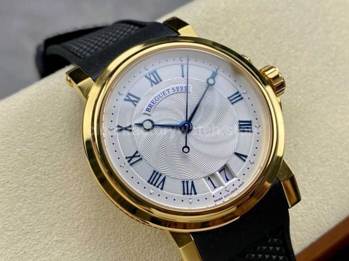 HG Factory Breguet Marine 5817BA129V8 39mm Rose Gold Rubber Strap Silver Dial 10 Super Clone Watch,Clean Factory Watch