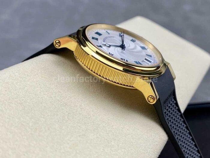 HG Factory Breguet Marine 5817BA129V8 39mm Rose Gold Rubber Strap Silver Dial 14 Super Clone Watch,Clean Factory Watch