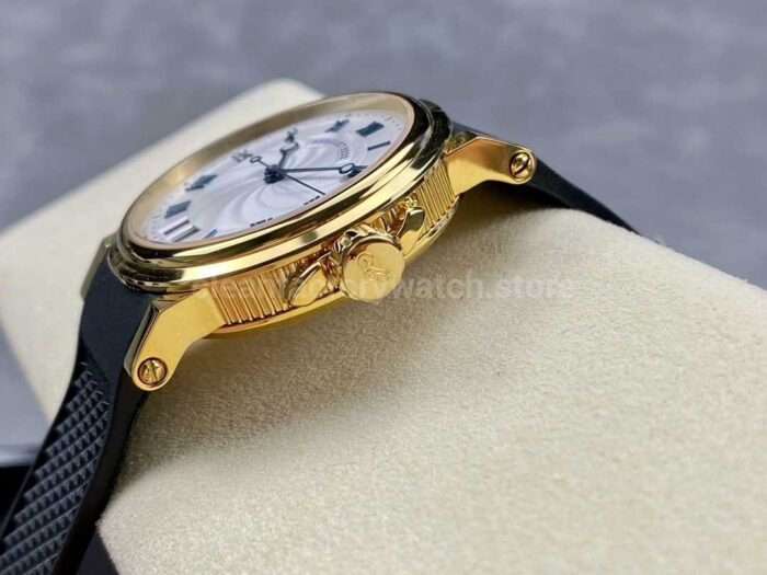 HG Factory Breguet Marine 5817BA129V8 39mm Rose Gold Rubber Strap Silver Dial 17 Super Clone Watch,Clean Factory Watch