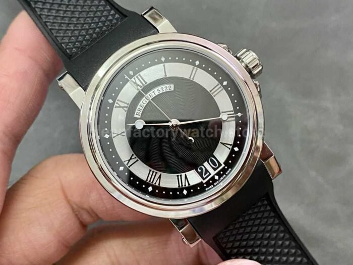 HG Factory Breguet Marine 5817ST925V8 39mm Steel Rubber Strap Black Dial 1 Super Clone Watch,Clean Factory Watch