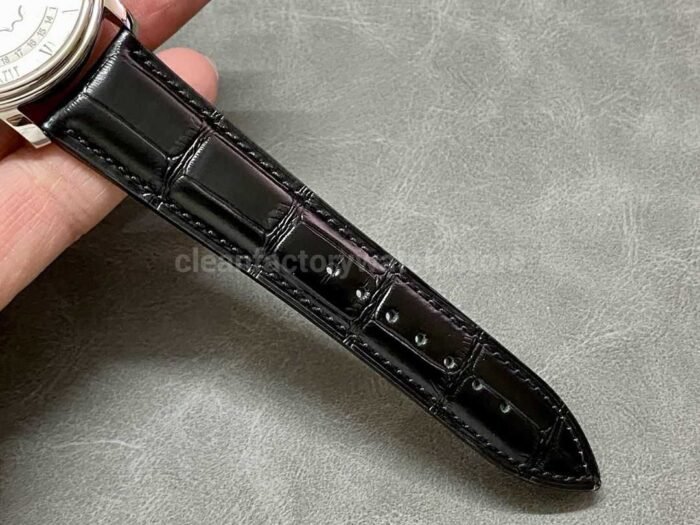 OM Factory Blancpain Villeret Quantième Complet 6654-1113-55B 40mm Steel Leather Strap Roman Numerals Grey Dial - Image 9