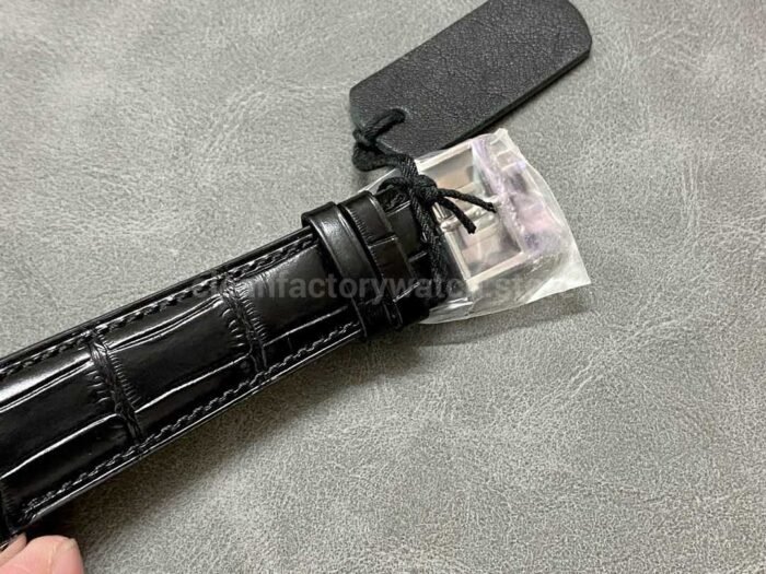 OM Factory Blancpain Villeret Quantième Complet 6654-1113-55B 40mm Steel Leather Strap Roman Numerals Grey Dial - Image 8