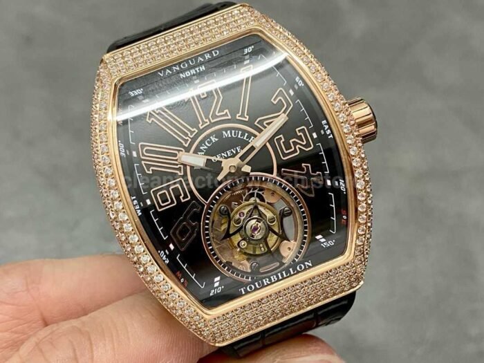 RMS Factory Franck Muller Vanguard Tourbillon V 45 T D NR 44mm DiamondRose Gold R 3 Super Clone Watch,Clean Factory Watch