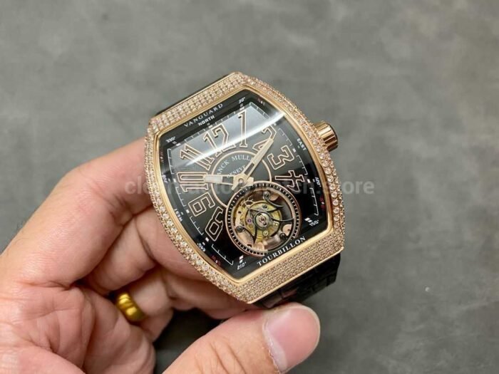 RMS Factory Franck Muller Vanguard Tourbillon V 45 T D NR 44mm DiamondRose Gold R 5 Super Clone Watch,Clean Factory Watch