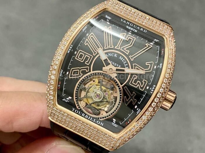 RMS Factory Franck Muller Vanguard Tourbillon V 45 T D NR 44mm DiamondRose Gold R 6 Super Clone Watch,Clean Factory Watch