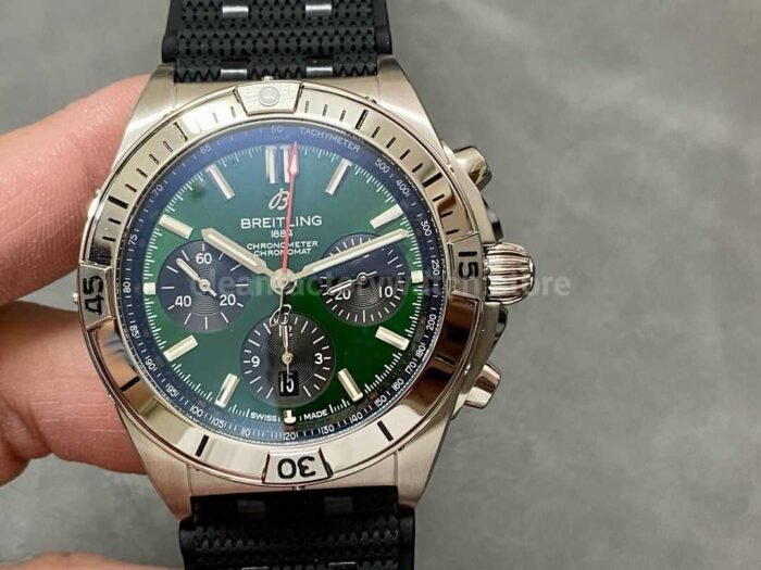 TF Factory Breitling Chronomat 42 AB01343A1L1A1 42mm Steel Rubber Strap Green Dial 7 Super Clone Watch,Clean Factory Watch