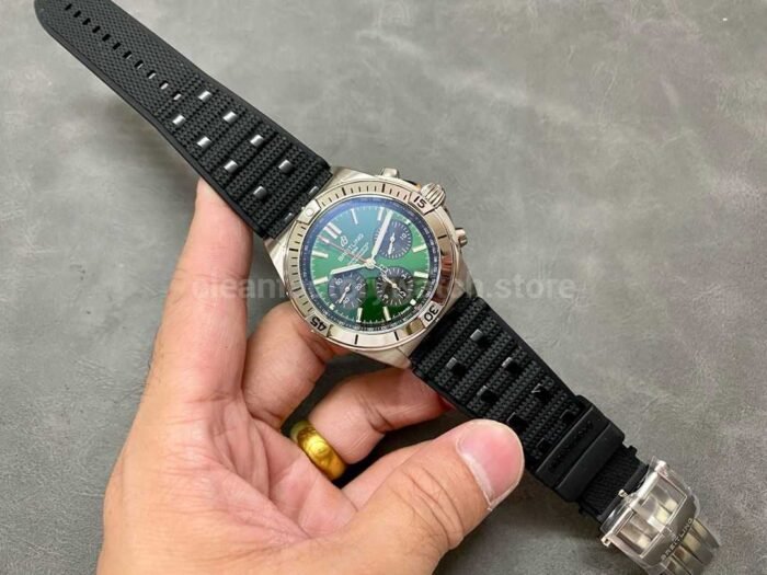 TF Factory Breitling Chronomat 42 AB01343A1L1A1 42mm Steel Rubber Strap Green Dial 8 Super Clone Watch,Clean Factory Watch