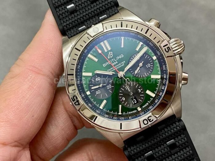 TF Factory Breitling Chronomat 42 AB01343A1L1A1 42mm Steel Rubber Strap Green Dial 9 Super Clone Watch,Clean Factory Watch