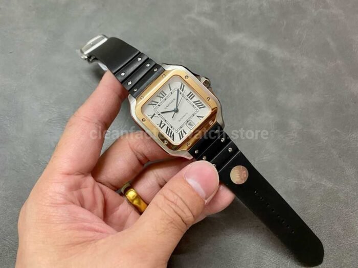 THB Factory Cartier Santos W2SA0009 39.8mm Steel Rubber Strap Roman Numerals Silver Dial 3 Super Clone Watch,Clean Factory Watch