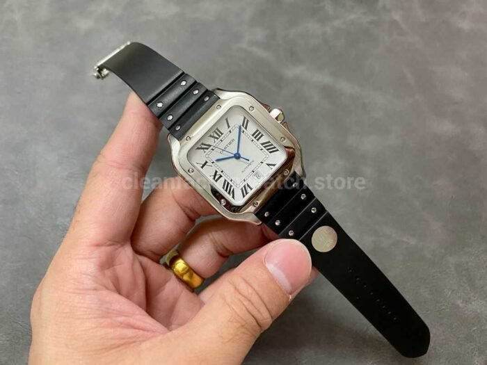 THB Factory Cartier Santos WSSA0018 39.8mm Steel Rubber Strap Roman Numerals Silver Dial 1 Super Clone Watch,Clean Factory Watch