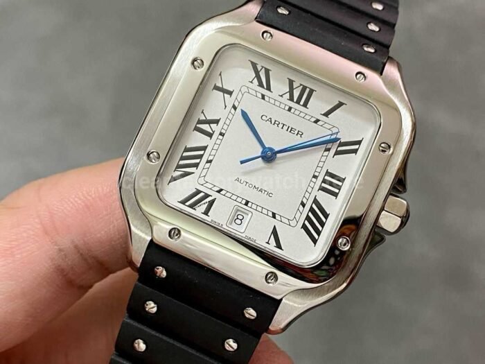THB Factory Cartier Santos WSSA0018 39.8mm Steel Rubber Strap Roman Numerals Silver Dial 10 Super Clone Watch,Clean Factory Watch
