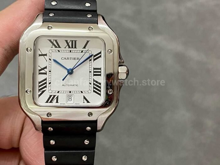 THB Factory Cartier Santos WSSA0018 39.8mm Steel Rubber Strap Roman Numerals Silver Dial 7 Super Clone Watch,Clean Factory Watch