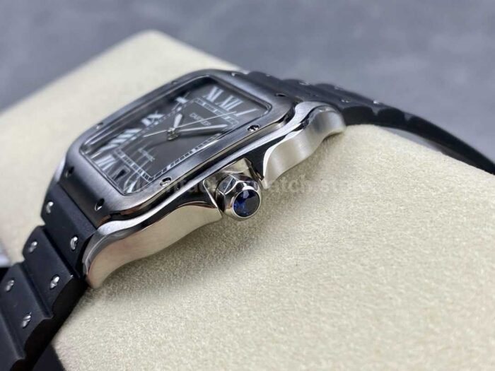THB Factory Cartier Santos WSSA0037 39.8mm Steel Rubber Strap Roman Numerals Grey Dial 1 Super Clone Watch,Clean Factory Watch