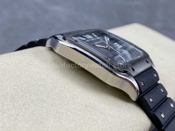 THB Factory Cartier Santos WSSA0037 39.8mm Steel Rubber Strap Roman Numerals Grey Dial 3 Super Clone Watch,Clean Factory Watch