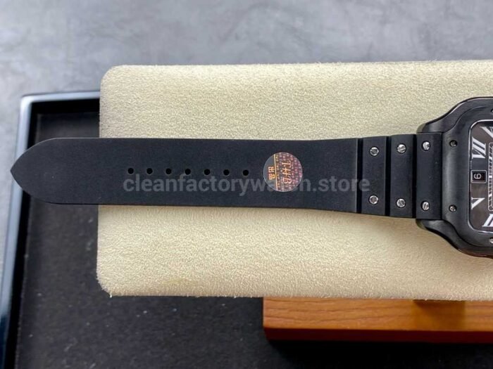 THB Factory Cartier Santos WSSA0039 39.8mm Steel Rubber Strap Roman Numerals Black Dial 6 Super Clone Watch,Clean Factory Watch