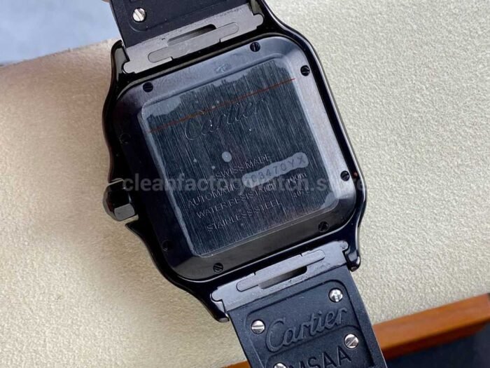 THB Factory Cartier Santos WSSA0039 39.8mm Steel Rubber Strap Roman Numerals Black Dial 9 Super Clone Watch,Clean Factory Watch