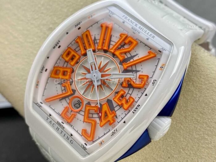 Tplus Factory Franck Muller V45 Yacht Limited Edition 45mm White Ceramic Ru 6 Super Clone Watch,Clean Factory Watch