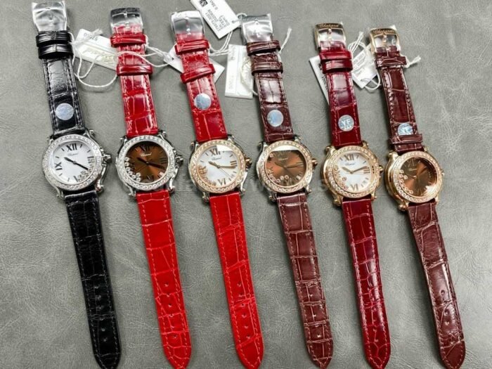 YF Factory Chopard Happy Sport 277473-5008 36mm Diamond Rose Gold Bezel Steel Leather Strap Roman Numerals Brown Dial - Image 10