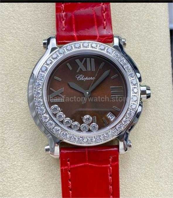 YF Factory Chopard Happy Sport 278475 36mm Steel Leather Strap Roman Numerals Brown Dial