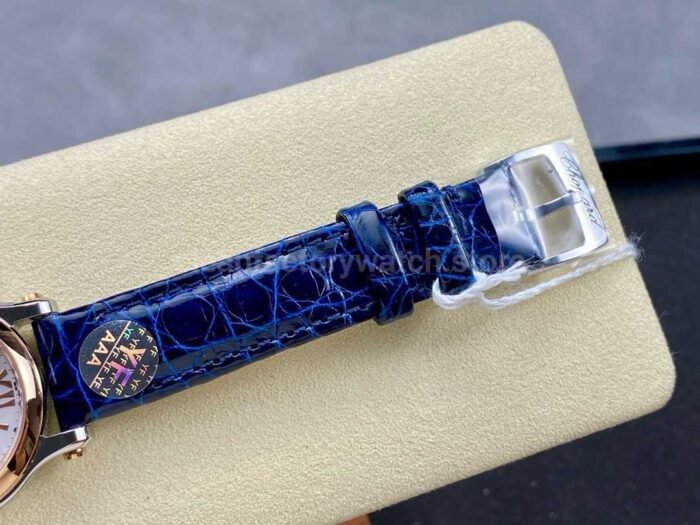 YF Factory Chopard Happy Sport 278590-6001 30mm Rose Gold Bezel,Steel Blue Leather Strap Roman Numerals White Dial - Image 8