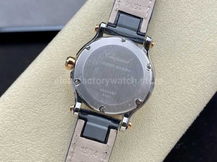YF Factory Chopard Happy Sport 278590-6001 30mm Rose Gold Bezel,Steel Blue Leather Strap Roman Numerals White Dial - Image 7