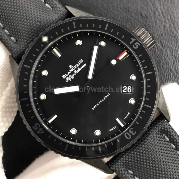 ZF Factory Blancpain Fifty Fathoms Bathyscaphe 5000 0130 B52A 43mm Ceramic Textile Strap Black Dial 7 Super Clone Watch,Clean Factory Watch