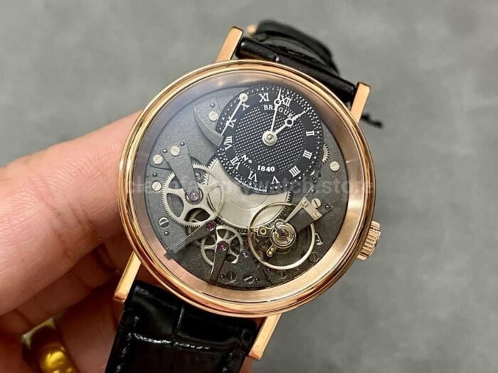 ZF Factory Breguet Tradition 7057br-g9-9w6 40mm Rose Gold Leather Strap Roman Numerals Black Dial - Image 3