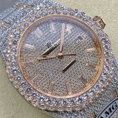 AMG Factory Audemars Piguet Royal Oak Selfwinding 15400 41mm Full DiamondRose Gold，Diamond D 1 Super Clone Watch,Clean Factory Watch