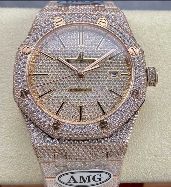 AMG Factory Audemars Piguet Royal Oak Selfwinding 15400 41mm Full Rose Gold Diamond， Diamond Dial