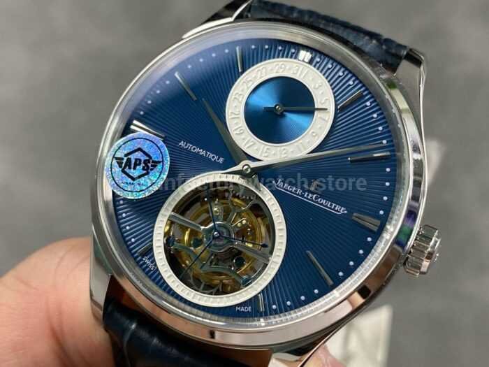 APS Factory Jaeger LeCoultre Master Ultra Thin Tourbillon Q13234E1 40mm Steel Leather Strap Blu 3 Super Clone Watch,Clean Factory Watch