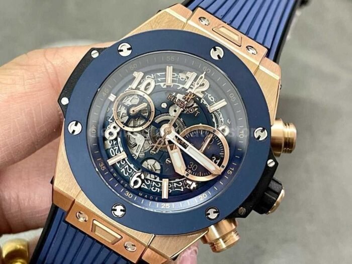 BBF Factory Hublot Big Bang Unico 441.OL .5181.RX 42mm Rose Gold Rubber Strap Skeletonized Blue Dia 4 Super Clone Watch,Clean Factory Watch