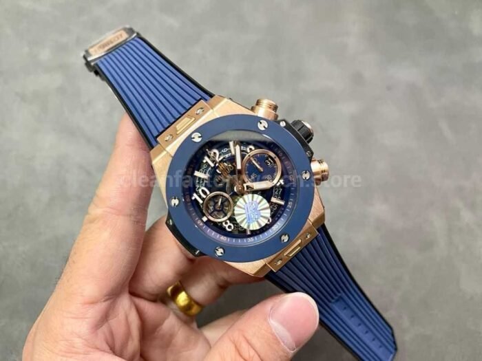 BBF Factory Hublot Big Bang Unico 441.OL .5181.RX 42mm Rose Gold Rubber Strap Skeletonized Blue Dia 6 Super Clone Watch,Clean Factory Watch
