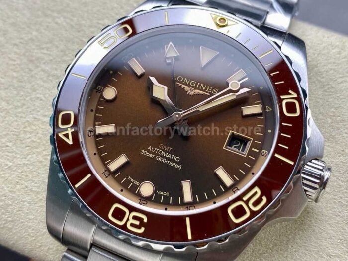 GR Factory Longines HydroConquest GMT L3.790.4.66.6 41mm Full Steel Brown Dial 6 Super Clone Watch,Clean Factory Watch