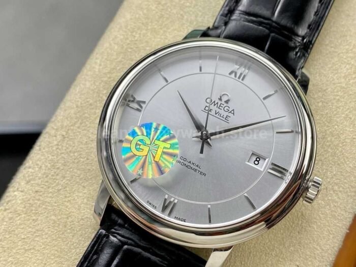 GT Factory Omega De Ville Prestige 424.13.40.20.02.001 39.5mm Steel Leather Strap Roman Number Silver Dial - Image 3