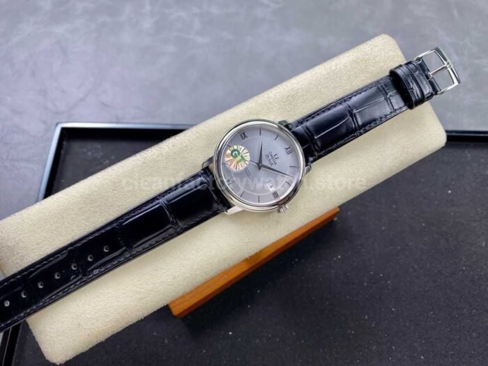 GT Factory Omega De Ville Prestige 424.13.40.20.02.001 39.5mm Steel Leather Strap Roman Number Silver Dial - Image 4