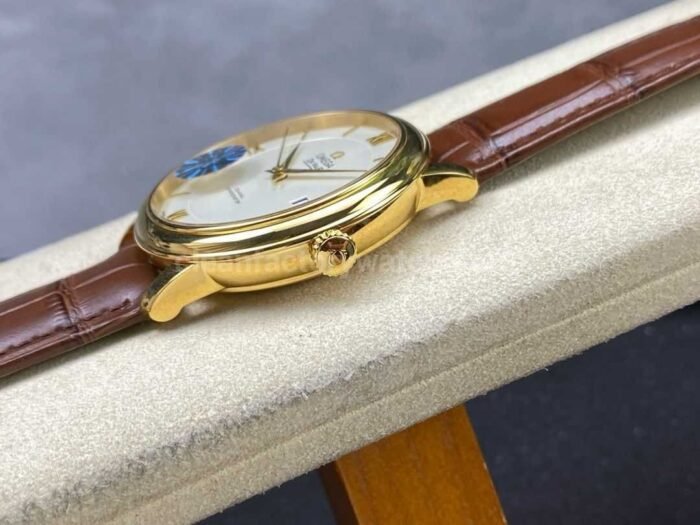 GT Factory Omega De Ville Prestige 424.53.40.20.02.002 39.5mm Gold Leather Strap Gold Roman Number 3 Super Clone Watch,Clean Factory Watch