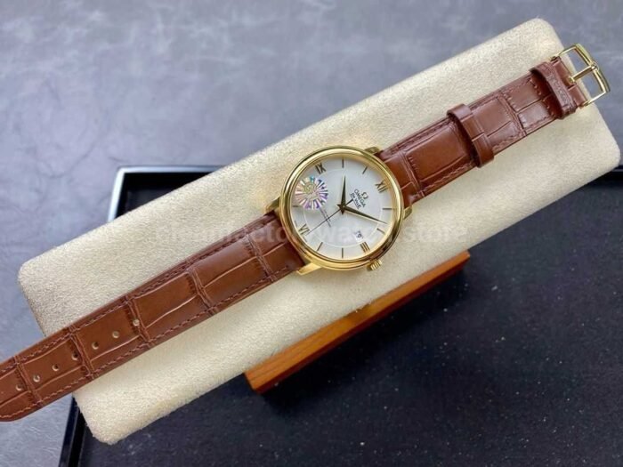 GT Factory Omega De Ville Prestige 424.53.40.20.02.002 39.5mm Gold Leather Strap Gold Roman Number S 1 Super Clone Watch,Clean Factory Watch