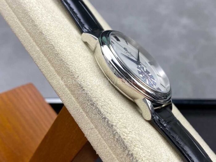 GT Factory Omega De Ville Prestige 424.53.40.20.04.001 39.5mm Steel Leather Strap Blue Roman Number Silver Dial - Image 5