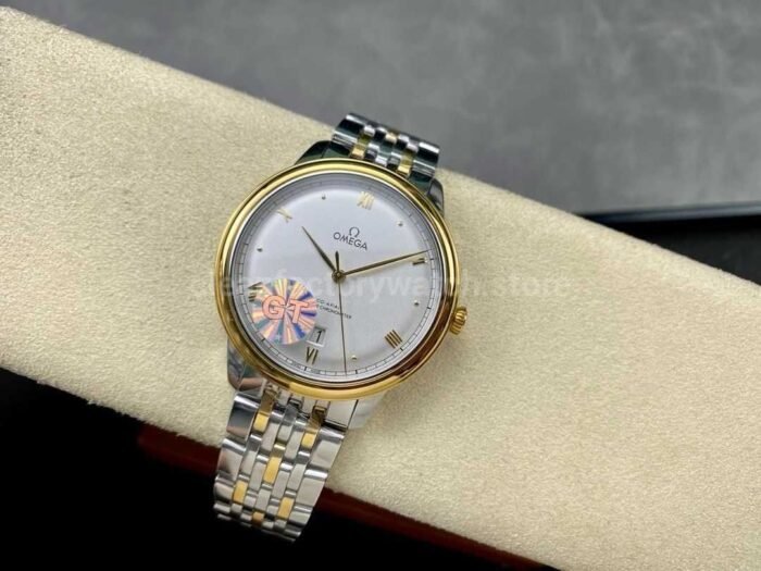 GT Factory Omega De Ville Prestige 434.20.40.20.02.002 40mm Half Gold Steel，Gold PointRoman Numb 6 Super Clone Watch,Clean Factory Watch