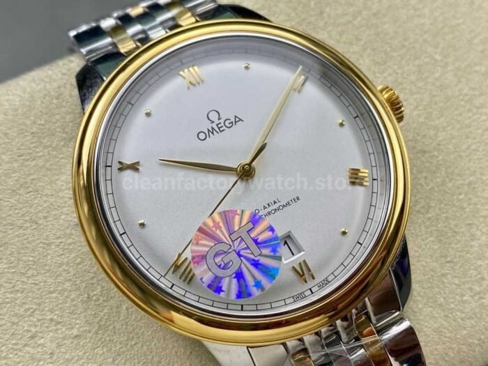 GT Factory Omega De Ville Prestige 434.20.40.20.02.002 40mm Half Gold Steel，Gold PointRoman Numb 9 Super Clone Watch,Clean Factory Watch