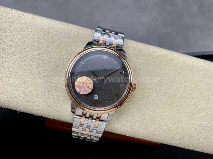 GT Factory Omega De Ville Prestige 434.20.40.20.06.001 40mm Half Rose Gold Steel，Rose Gold Point&Roman Number Grey Dial - Image 4