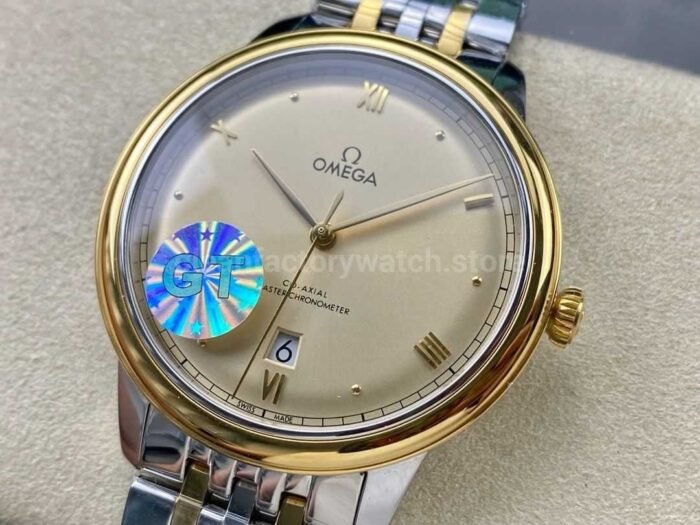 GT Factory Omega De Ville Prestige 434.20.40.20.08.001 40mm Half Gold Steel，Gold PointRoman N Super Clone Watch,Clean Factory Watch